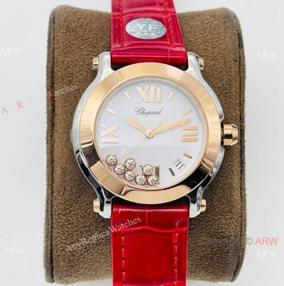YF Factory Chopard Happy Sport 36mm Quartz Watch Rose Gold Bezel-Best Replica Chopard Watches